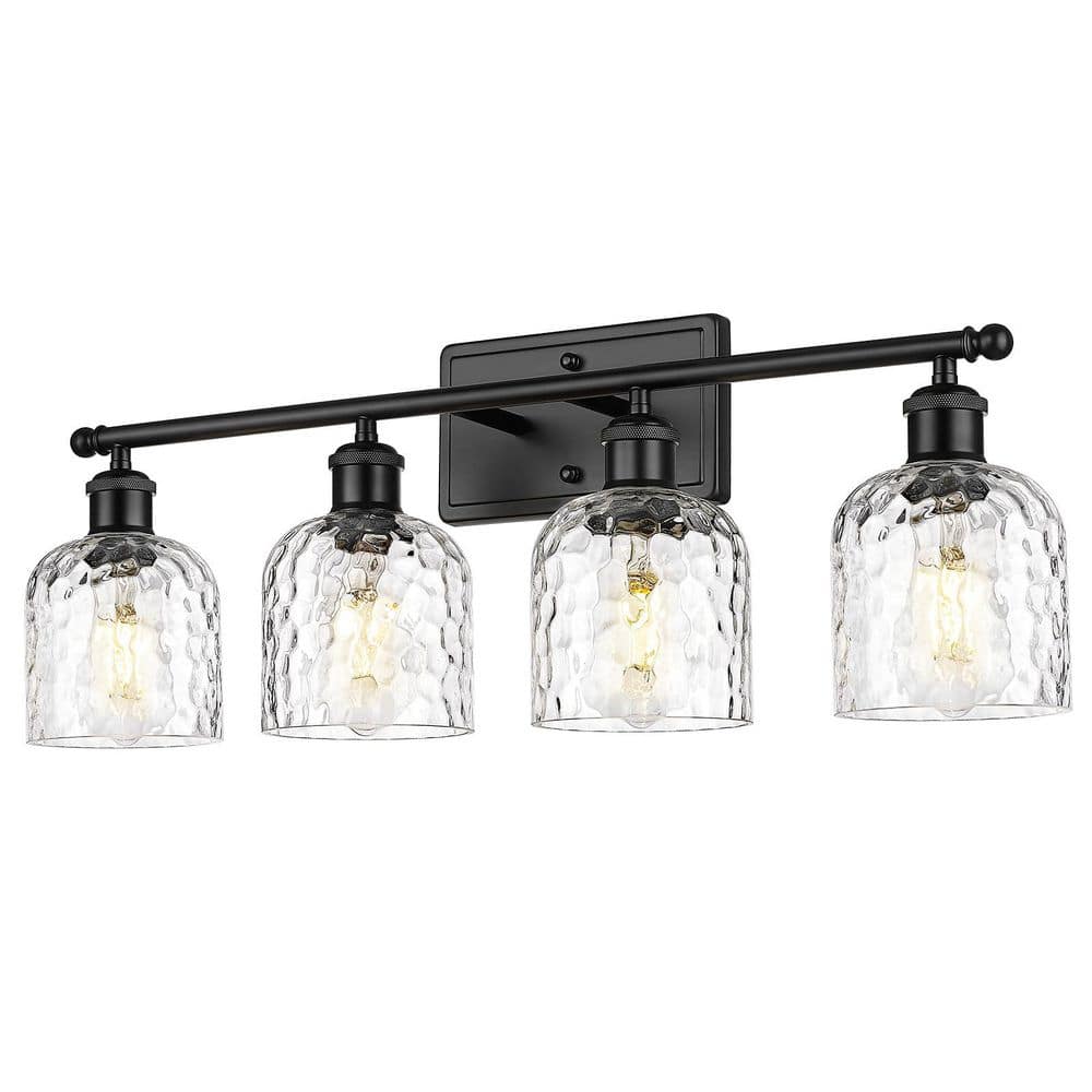 27.3 in. 4-Light Black Vanity Light with Hammered Glass Shade price history on PriceWatchPro