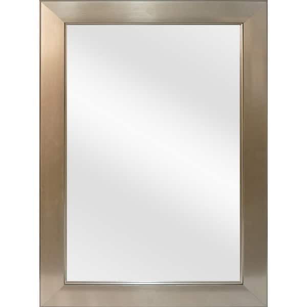 24 in. W x 35 in. H Rectangular PS Framed Wall Bathroom Vanity Mirror in Brushed Nickel (Screws Not Included)