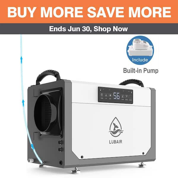 113 pt. 6000 sq.ft. Bucketless Quiet Dehumidifier with Pump for Basement, Crawlspace, Auto Defrost, Memory Starting