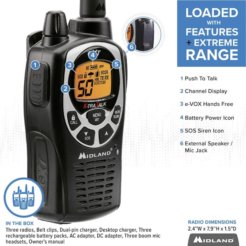 Extended 36 Mile Range Rechargeable Waterproof Digital 2-Way Radio with Charger 1-Pack