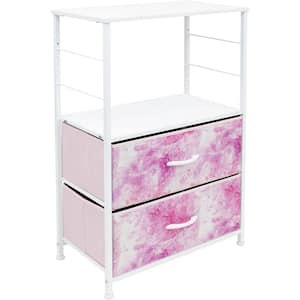 2-Drawer Tie-Dye Pink Nightstand 33.75 in. H x 21.62 in. W x 11.75 in. D