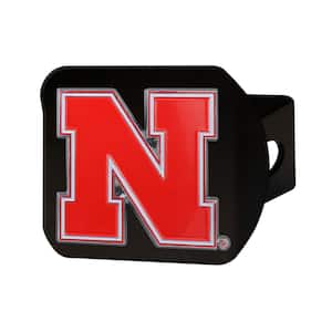 NCAA University of Nebraska Color Emblem on Black Hitch Cover