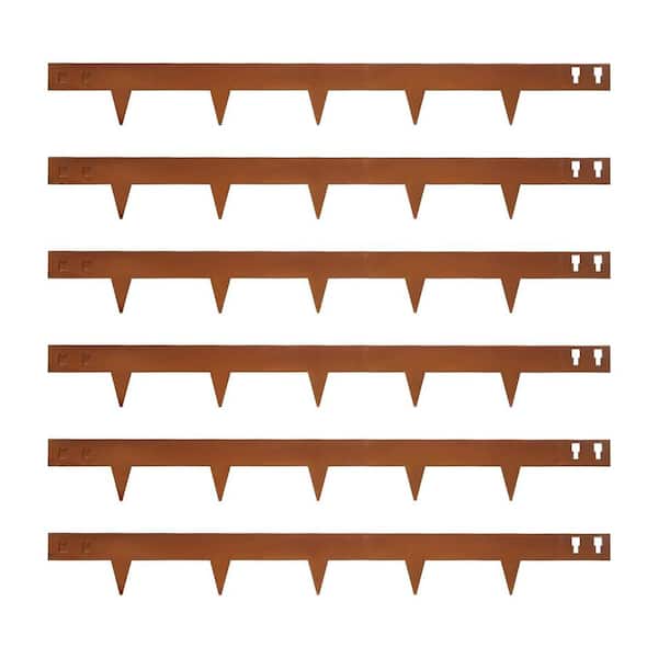 40 in. x 4.5 in. Corten Steel Landscape Edging Rusted Finish Flexible Metal Lawn Border Edging 6 pcs