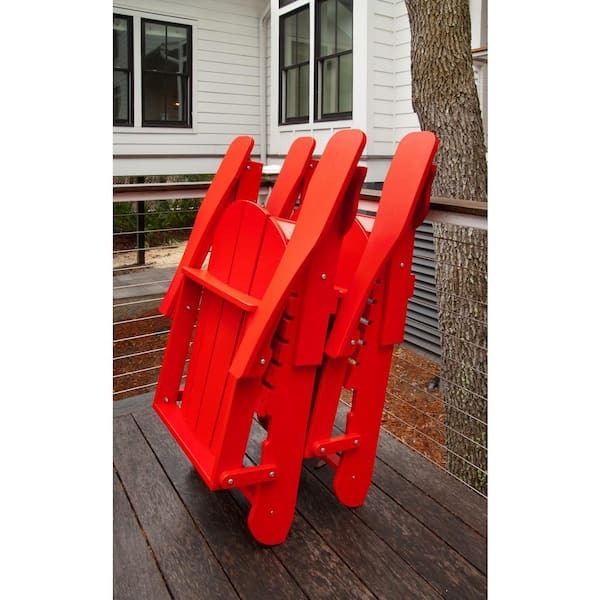 Leisure Line Recycled Red Folding Plastic Adirondack Chair 271131