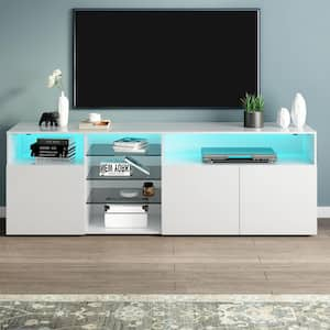 FUFU&GAGA Modern/Contemporary White Tv Cabinet (Accommodates TVs more than  70-in) in the TV Stands department at