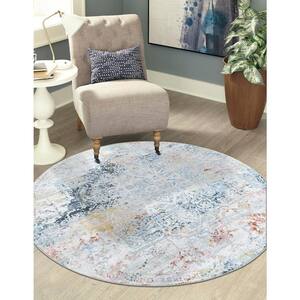 Kamala Washable Vintage Multi 7 ft. 10 in. x 7 ft. 10 in. Area Rug