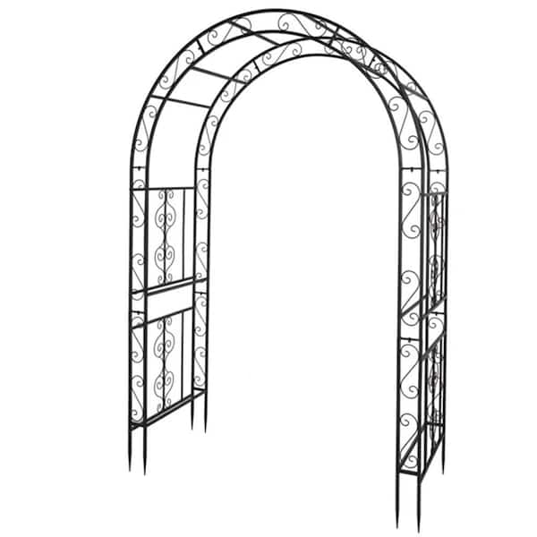 134 x 59 x 213cm Double Layer Iron Art Arc Top Iron Arch Black Trellis