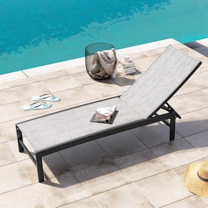 1-Piece Aluminum Adjustable Outdoor Chaise Lounge in Earth