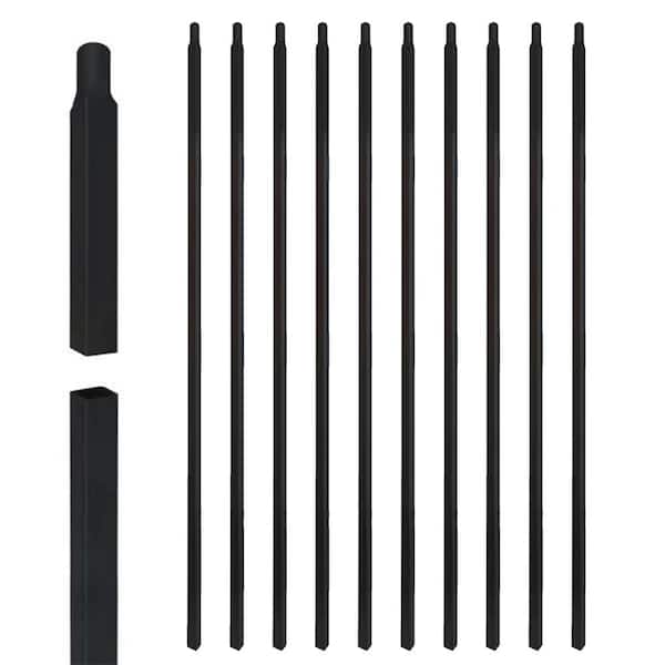 44 in. x 0.5 in. Wrought Iron Classic Hollow Straight Square Baluster in Matte Black-(10-Pack)