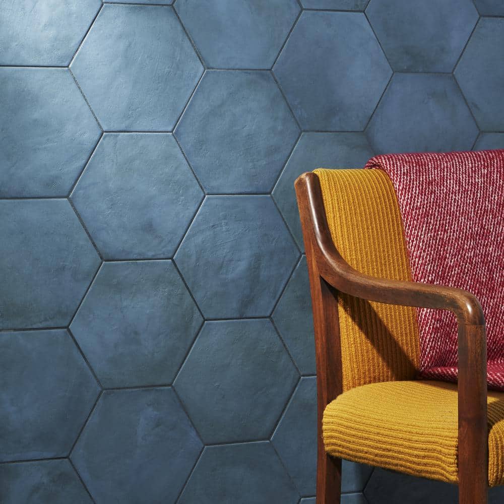 Matte Blue Hexagonal Porcelain Floor and Wall Tile