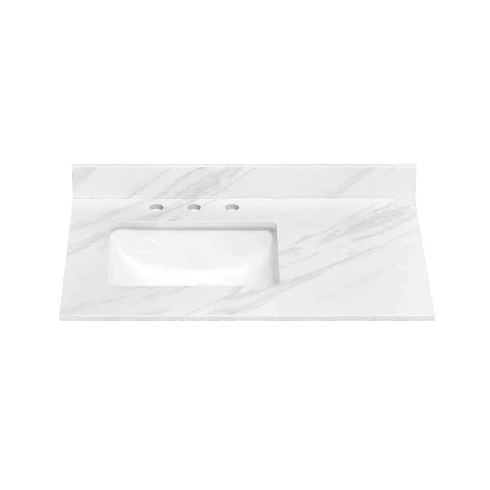 Sierra Veins 36 in. W x 22 in. D Engineered Stone White Left Rectangular Single Sink Bathroom Vanity Top White price history on PriceWatchPro