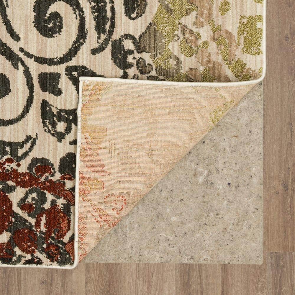 Gray Multicolor Floral Synthetic Stain-Resistant Rectangular Area Rug