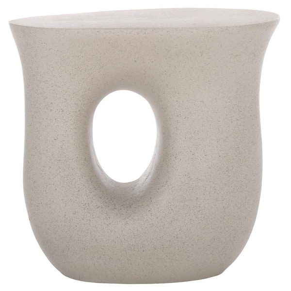 SAFAVIEH Irelyn 18.3 in. Gray Round Concrete End Table
