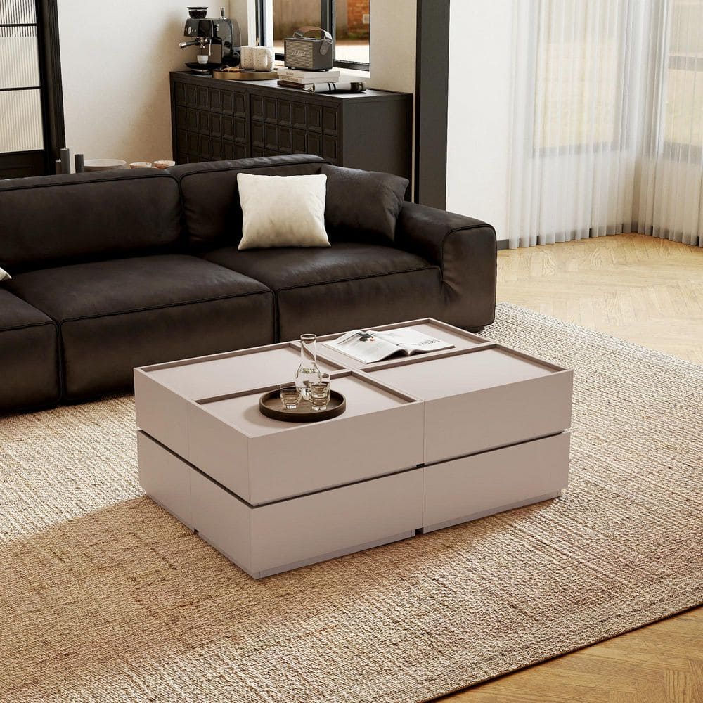 Magic Home 23.6 in. Rectangle Wood Coffee Table Modular Stackable