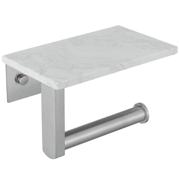 ehablix Marble Wall Mounted Single Post Toilet Paper Holder Non-Slip Tissue Roll Holder for Bathroom in Vibrant Brushed Nickel