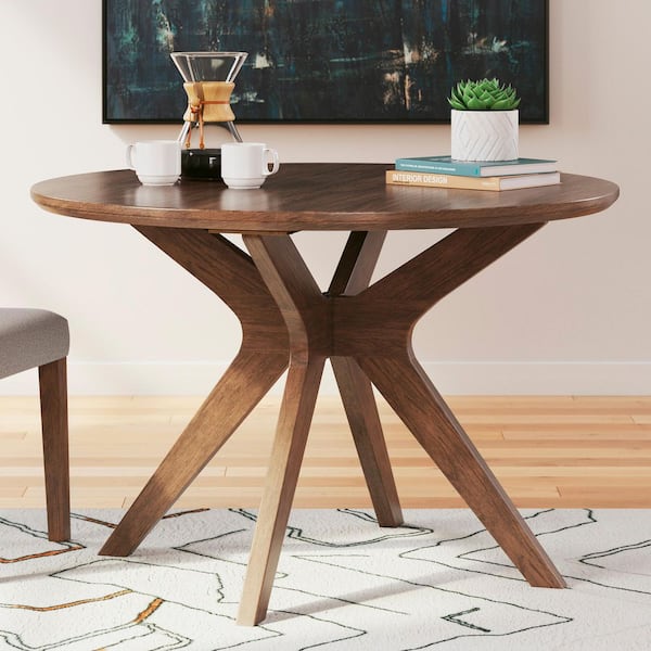 Lyncott Contemporary Brown Wood 45 in. 4 Legs Dining Table Seats 4
