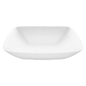 Hyacinth Modern White Matte Stone 14 in. L x 14 in. W x 4 in. H Square Vessel Bathroom Sink