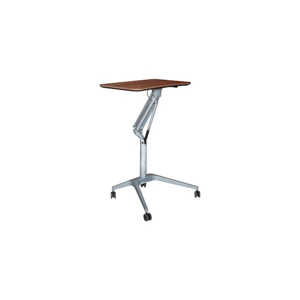Nyhus Texas 30 in. Height Adjustable Mobile Laptop Desk, Walnut Top with Aluminum Base