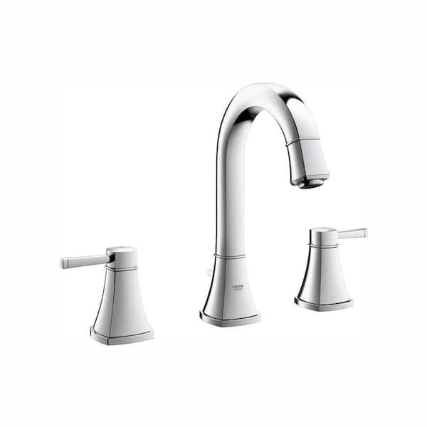 GROHE Grandera 8 in. Widespread 2-Handle with Drain 1.2 GPM Bathroom Faucet in StarLight Chrome