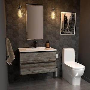 Sidemere 36 in. W x 18 in. D Vanity in Driftwood Gray with Porcelain Vanity Top in Solid White with White Basin