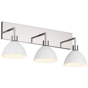 26.77 in. 3-Light Modern Chrome Bathroom Vanity Light Anti-Rust Wall Light Over Mirror with Metal Shade