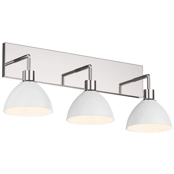 aiwen 26.77 in. 3-Light Modern Chrome Bathroom Vanity Light Anti-Rust Wall Light Over Mirror with Metal Shade