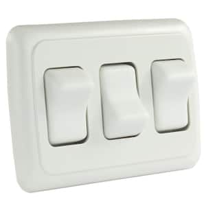 On/Off Switch with Bezel - Triple Switch, White