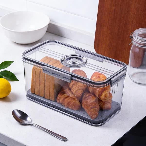 12 in. 1 Piece Container Airtight Refrigerator Safe Bread Boxes with Lid for Bread, Donut and Cookies