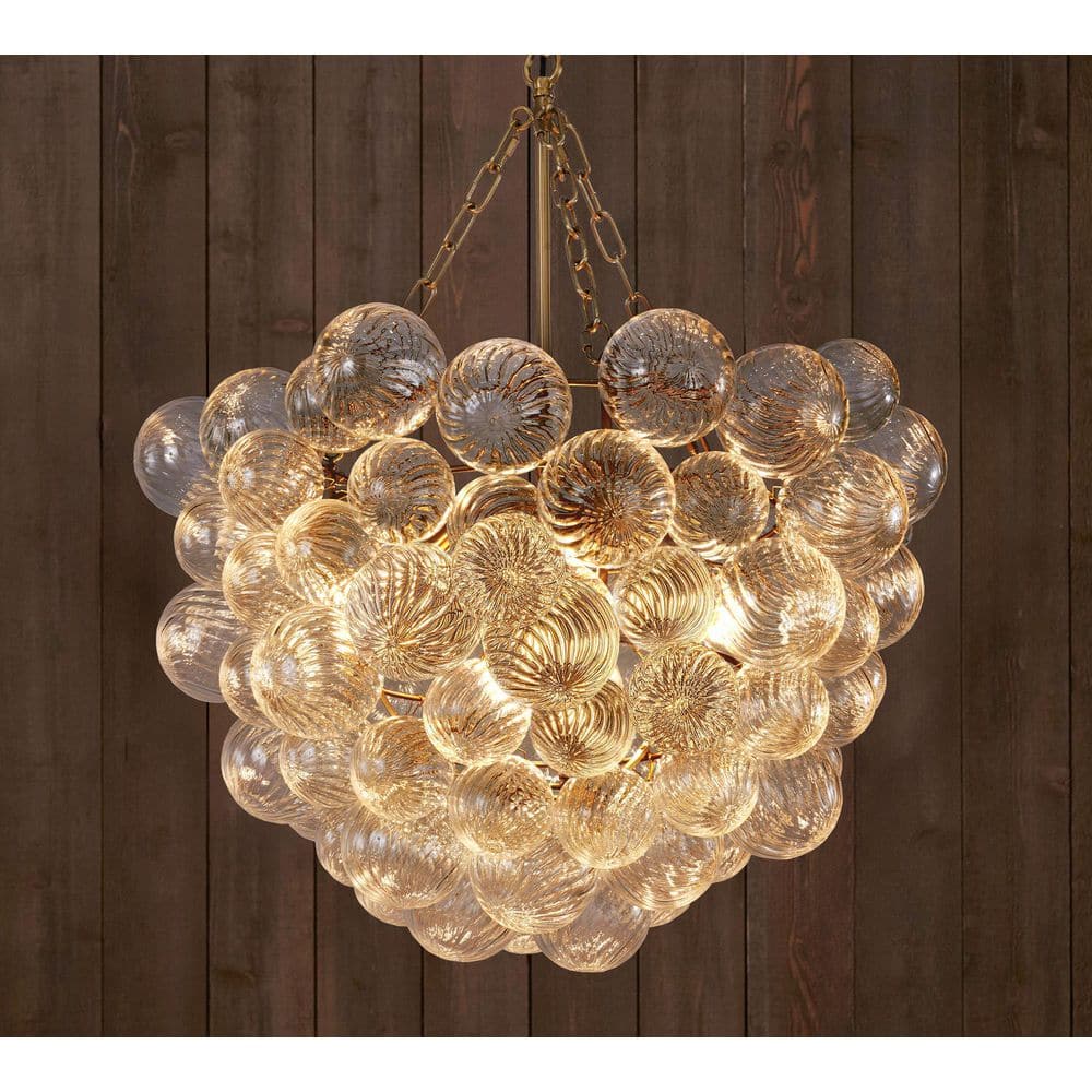 YUYI Modern Chandelier 36 in. 10-Light Gold Bubble Chandelier for