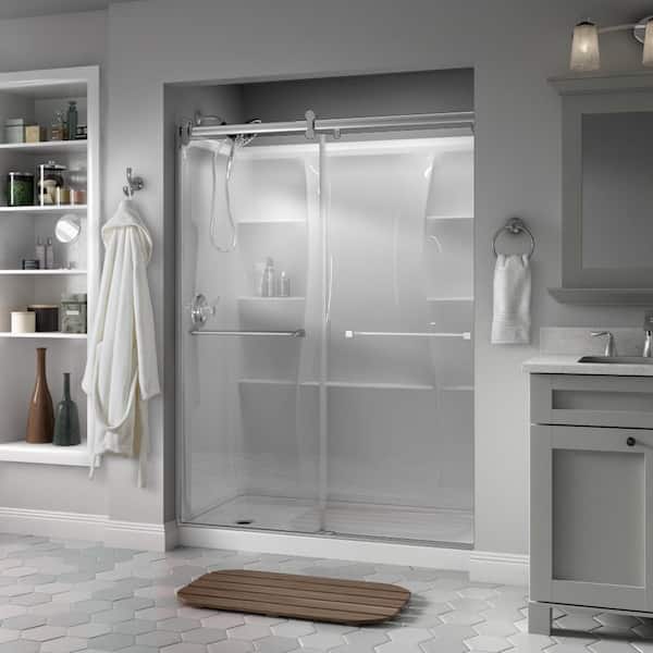 Delta Contemporary 60 in. x 71 in. Frameless Sliding Shower Door in Chrome with 1/4 in. (6mm) Clear Glass
