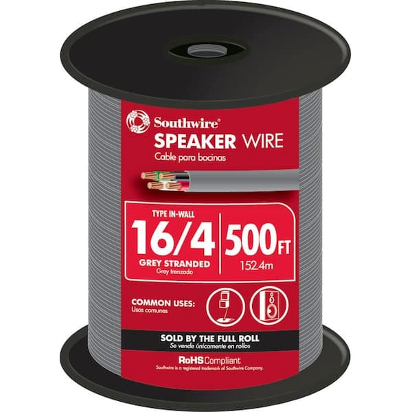 Southwire 500 ft. 16/4 Grey Stranded CU In-Wall CMR/CL3R Speaker