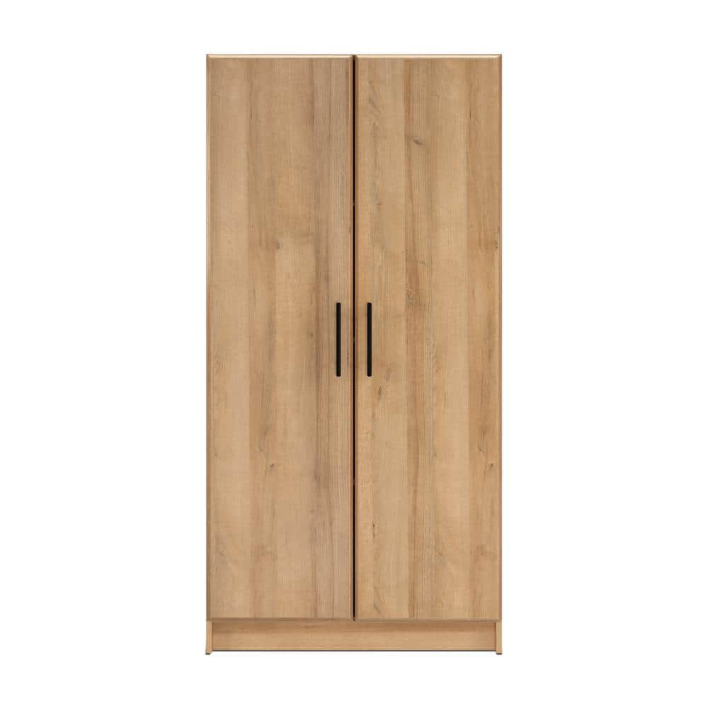 Elite 32 in. W x 65 in. H x 16 in. D 3-Shelf Wood Freestanding Cabinet in Oak