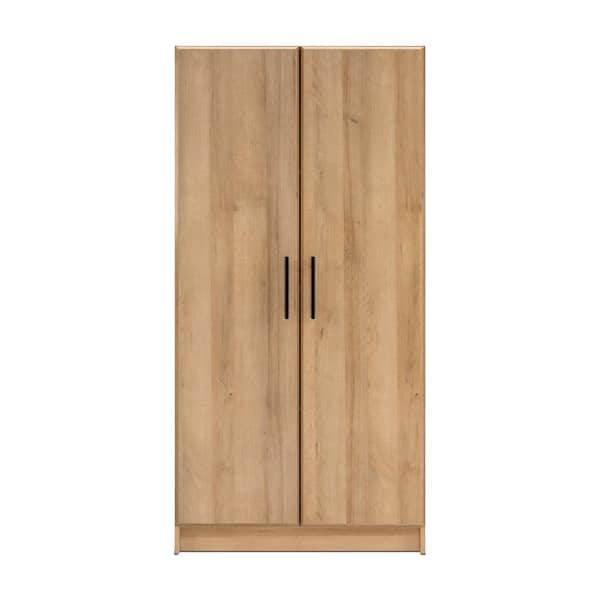Elite 32 in. W x 65 in. H x 16 in. D 3-Shelf Wood Freestanding Cabinet in Oak