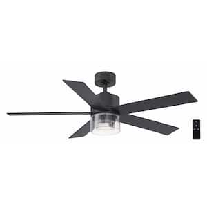 Crysalis 52 in. Integrated CCT LED with Bubble Glass Indoor Matte Black Ceiling Fan with Remote Control