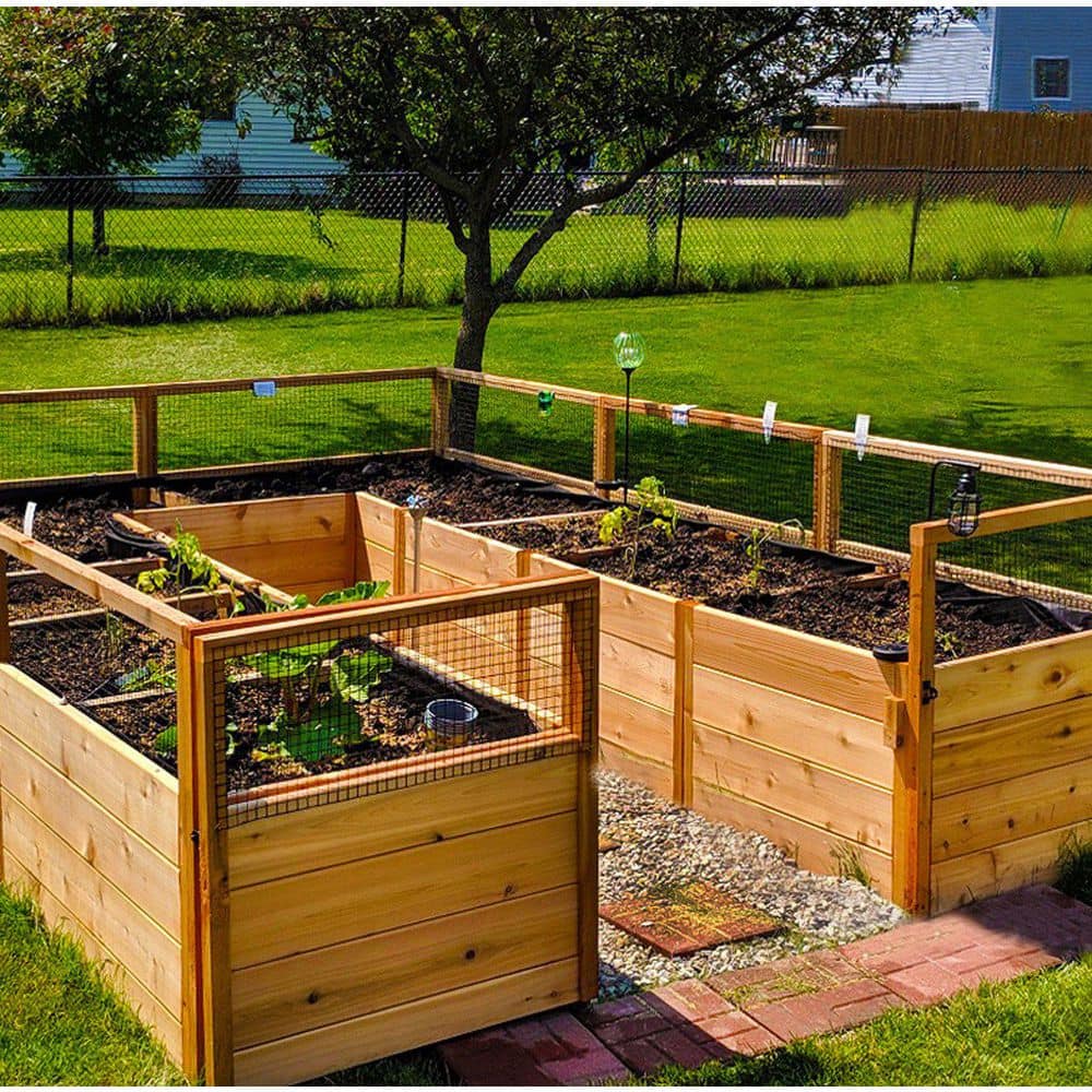 12 ft Cedar Raised Garden Bed with Wire Mesh