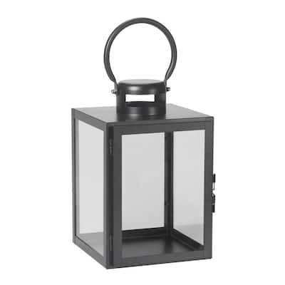 11 in. Huntington Black Metal and Glass Candle Hanging or Table Top Lantern