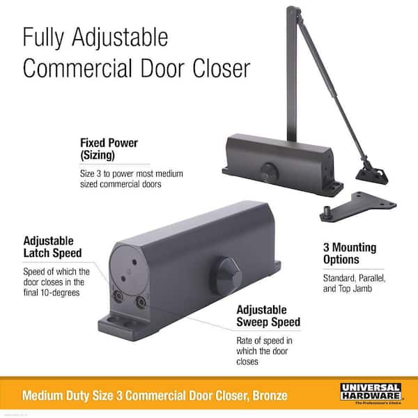 Universal Hardware Size 3 Medium Duty Commercial Door Closer
