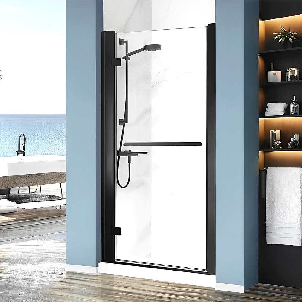32-34 in. W x 72 in. H Pivot Framed Shower Door in Matte Black with 1/4 in. Clear Glass price history on PriceWatchPro