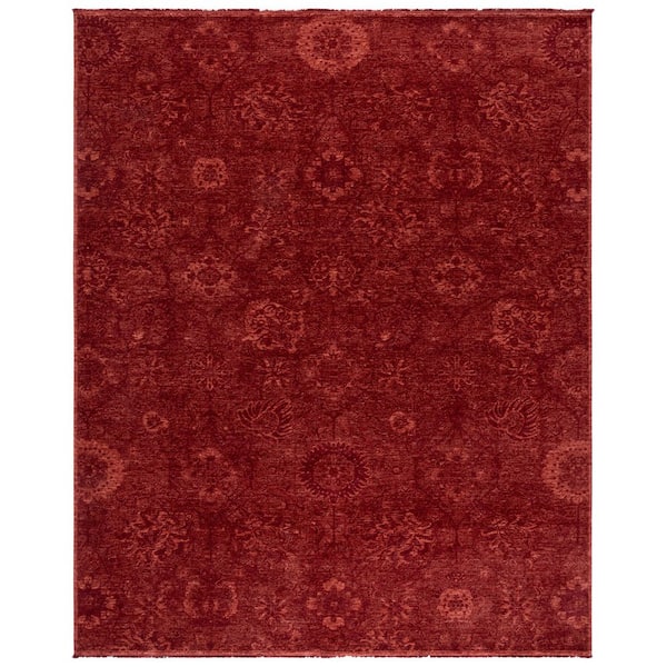 Vintage Overdye 10 ft. x 13 ft. Red Solid Floral Area Rug