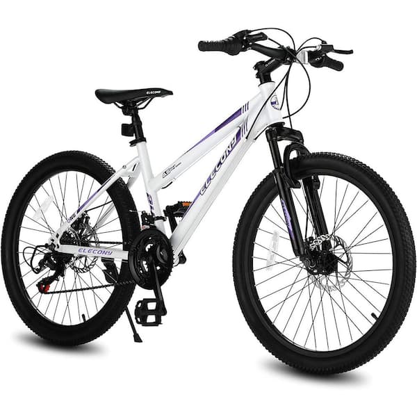 Unbranded 26 in. White Teenagers Shimano 21-Speed Mountain Bike with Dual Disc Brakes and 100 mm Front Suspension