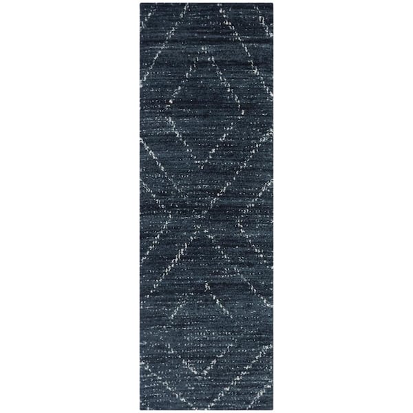 Sienna Dark Blue 2 ft. x 7 ft. Geometric Runner Rug
