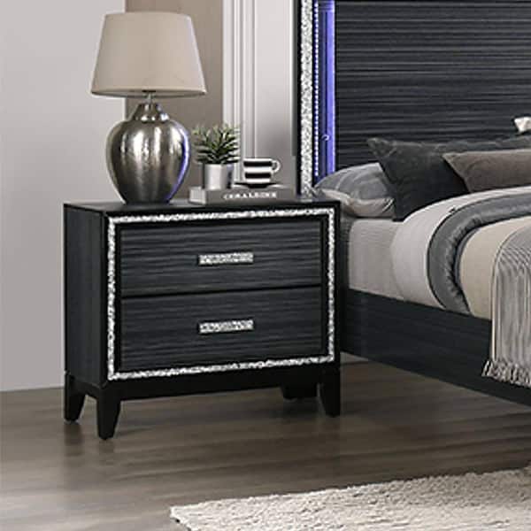 Acme Furniture Haiden Weathered Black 2-Drawer 17 in. W Nightstand