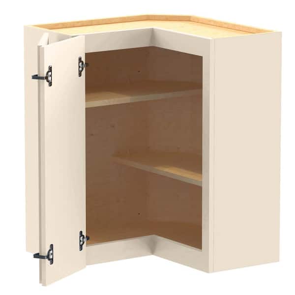 Home Decorators Collection Newport 24 in. W x 12 in. D x 30 in. H Assembled Plywood Corner Wall Kitchen Cabinet in Blended Cream with Shelves