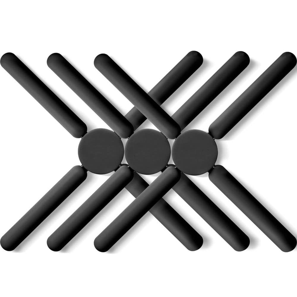 3-Piece Black Non-Slip Foldable Collapsible Cross Compact Silicone Trivets for Hot Pan and Pot price history on PriceWatchPro