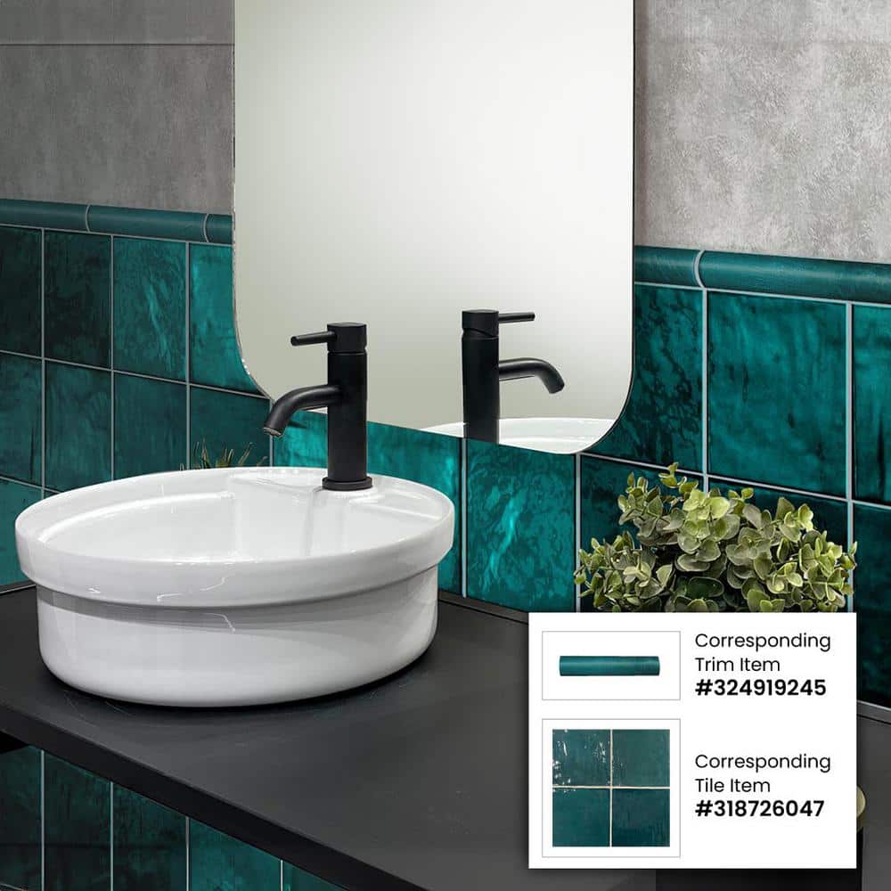 Apollo Green Ceramic Glossy Pencil Bullnose Tile Trim 8-inch