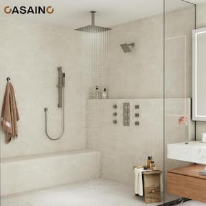 4 Function Single Handle 1-Spray Thermostatic Shower Faucet 1.8 GPM with Body Spray in. Brushed Nickel