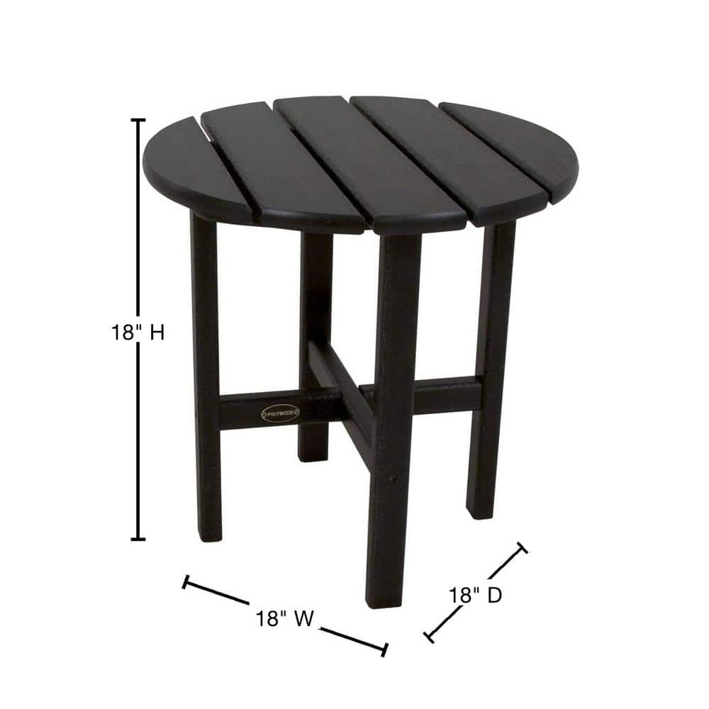 Black 18" Round HDPE Outdoor Side Table