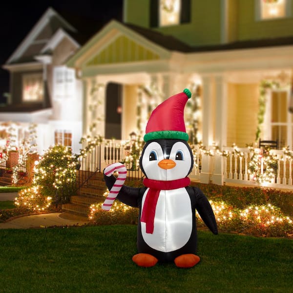 Lighted Inflatable Penguin Decor Inflated Height (8 ft.) Width (6 ft.)