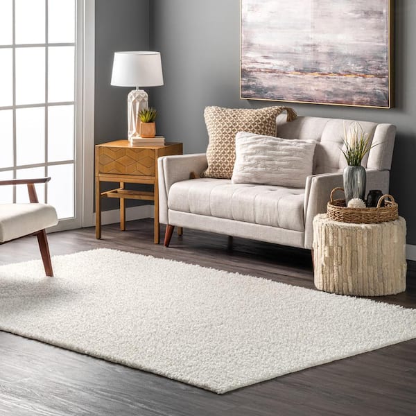 Marlow Soft Shaggy Faux Sheepskin Machine Washable White 4 ft. x 6 ft. Indoor Area Rug