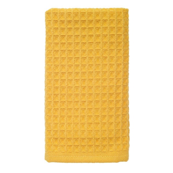 RITZ 16 in. x 26 in. Large Waffle Microfiber Kitchen Towel in Lemon